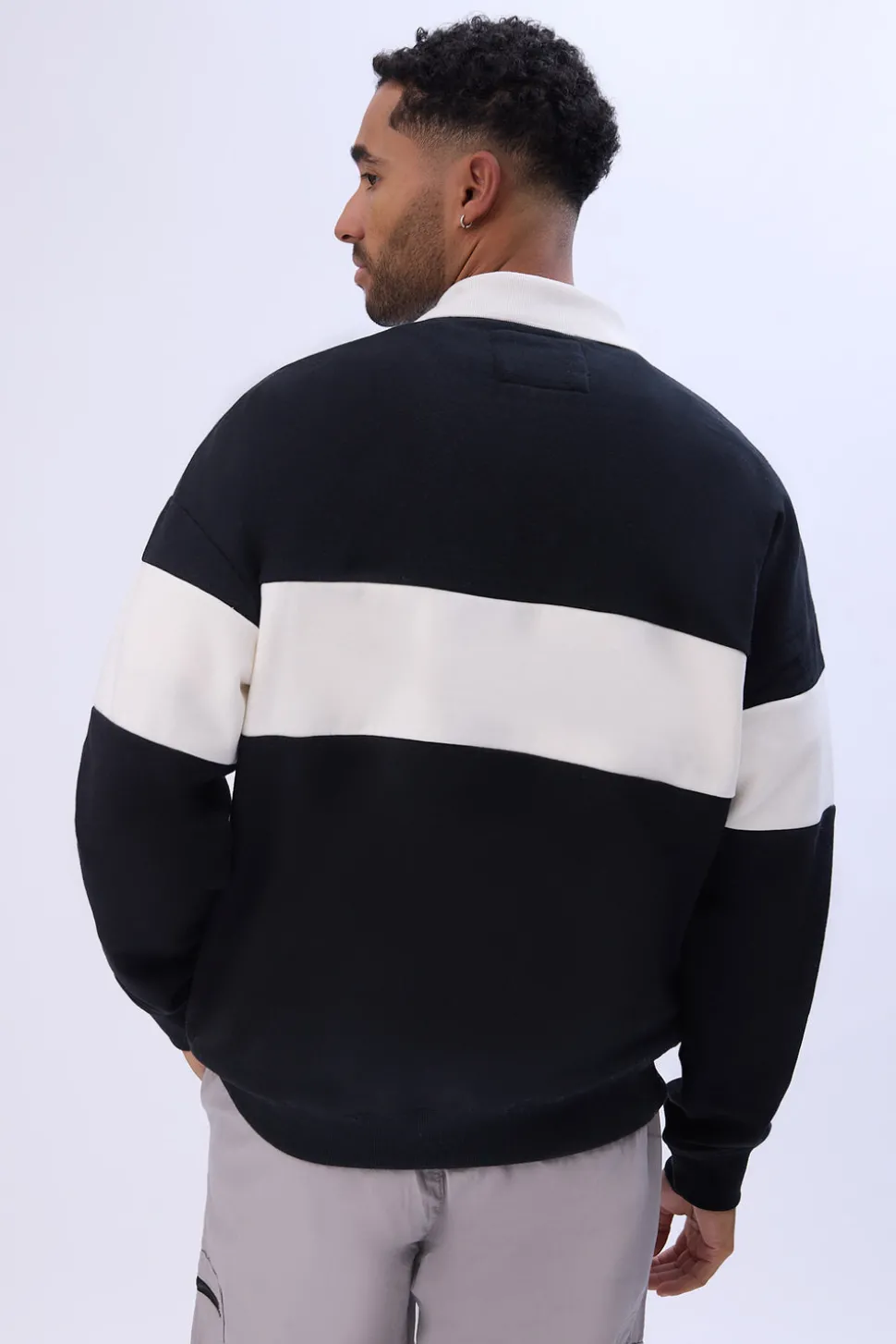 Zoo Yok Mens Colour Block Polo Sweatshirt