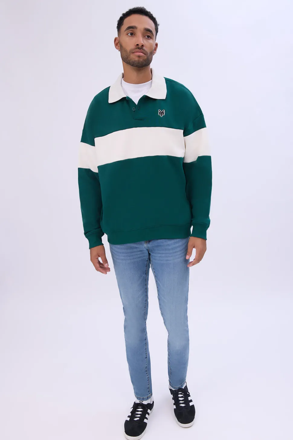 Zoo Yok Mens Colour Block Polo Sweatshirt