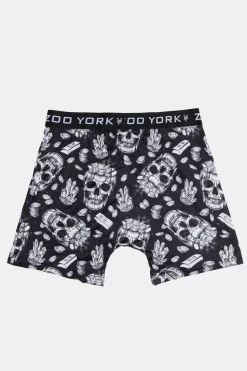 Zoo York Mens Black & White Skulls Boxer Brief