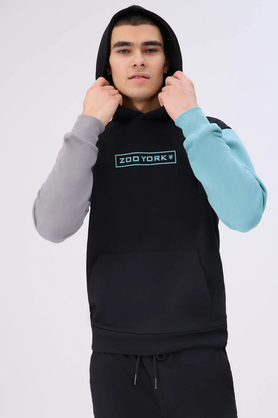Zoo York Mens Logo Colour Block Hoodie