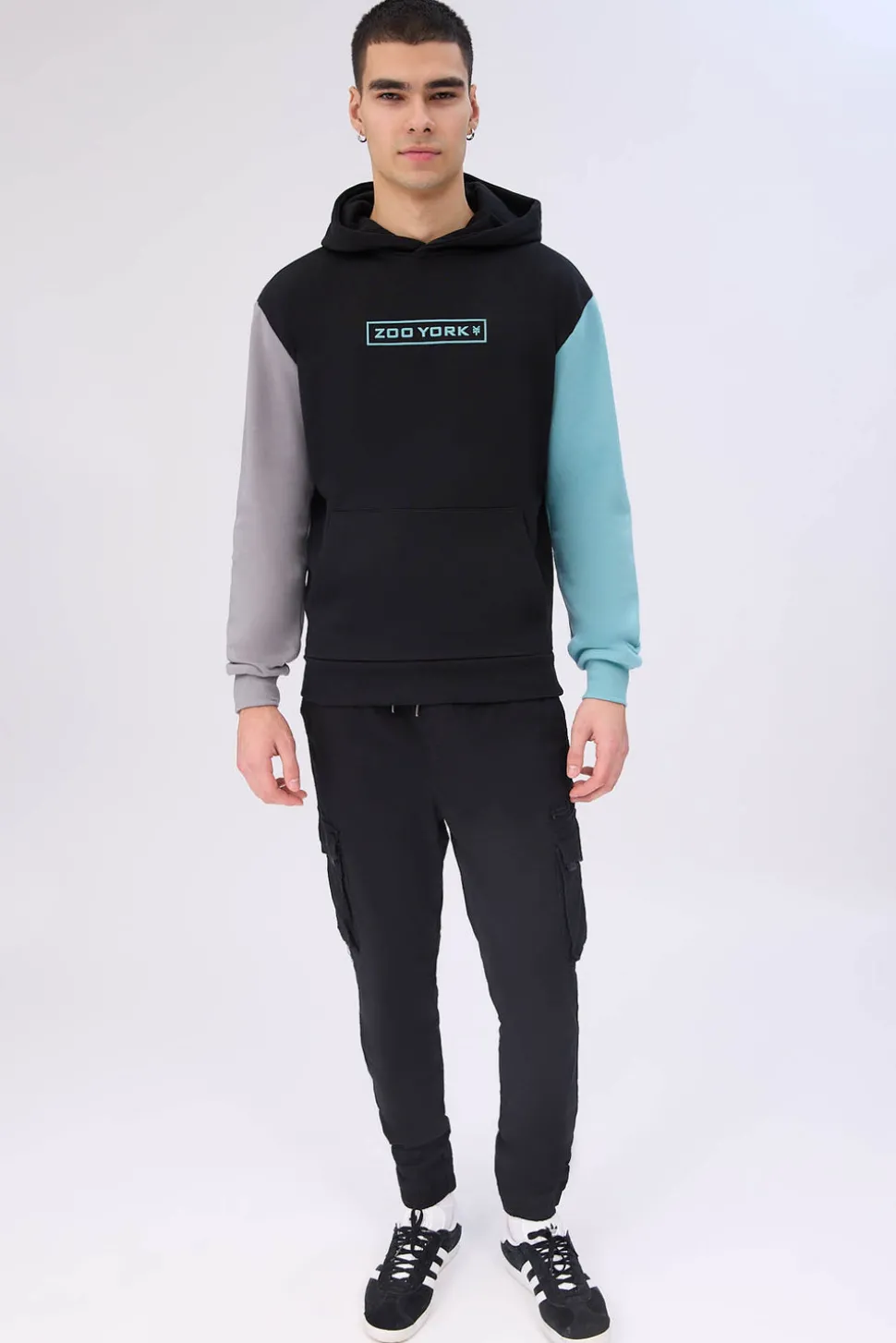 Zoo York Mens Logo Colour Block Hoodie